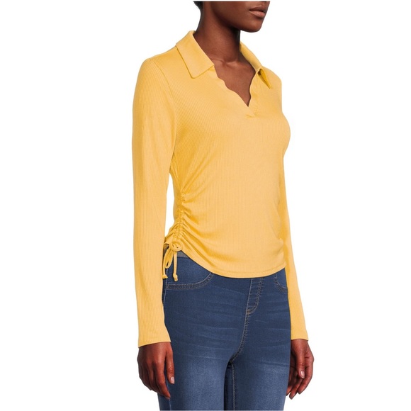 Women’s Ruched Rib Knit LS Top - Picture 2 of 3